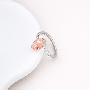 Anillo con Dos Diamantes Rosados Cultivados en Laboratorio, Certificados por IGI, Oro Blanco/Rosa/Amarillo de 14K, Baño de Rodio, Banda Pavé, Estilo Étnico, Joyería Fina - Product Image 3