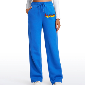 Oem/odm กางเกงขากว้างสำหรับผู้หญิงกางเกงลำลองขนแกะผ้าฝ้าย100% ระบายอากาศได้น้ำหนักเบาฮิปฮอป - Product Image 1