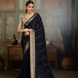 Sari de Seda Más Vendido, Blusa Exclusiva, Estilo Indio, Estampado Digital de Moda para Mujer, Diseño de Estilo Bollywood Indio para Bodas y Fiestas - Product Image 1