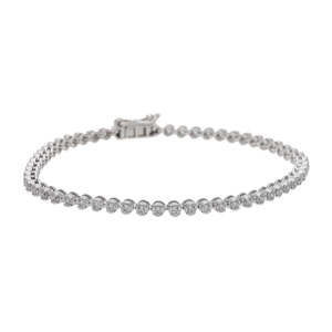 Pulsera DE TENIS simétrica chapada en rodio de oro amarillo atemporal de 14 quilates, brazaletes de diamantes de corte brillante Natural de elegancia diaria - Product Image 4