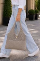 Bolso de Hombro Tejido de Poliéster para Mujer, Estilo Boho Chic, Casual, Hecho a Mano, de Ganchillo, para Playa, Verano, Gran Capacidad, Sin Forro