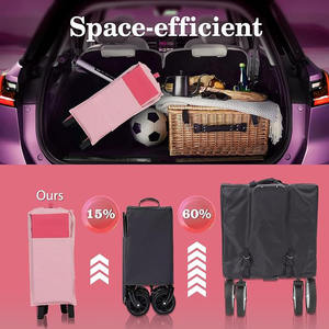 Carro de playa rosa con ruedas de terreno de 330 libras, soportes para bebidas y carrito de compras personalizable, OEM, para el coche de playa - Product Image 5