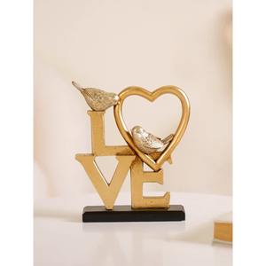 Centre de table romantique en forme de cœur d'oiseau plaqué or de luxe, pièce maîtresse pour le salon, le bureau, cadeau, décoration - Product Image 6