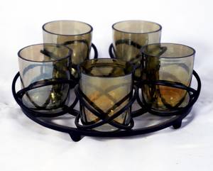 Soporte de candelabros de metal y vidrio decorativo para el hogar de varios niveles con soporte de luz Candelabros elegantes Linternas y tarros - Product Image 2