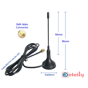 Antena magnética ETEILY GSM 3dBi con cable RG174 + conector macho SMA hecho en India - Product Image 4