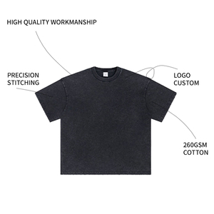 OEM Wholesale Oversized Heavyweight 100% Cotton Knitted <b>Drop</b> Shoulder Vintage <b>Acid</b> Wash Streetwear Custom Logo Men T-shirt - Product Image 2