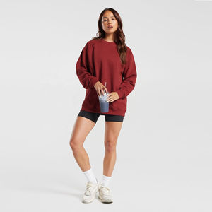 เสื้อสเวตเชิ้ตคอกลมแขนยาวสำหรับผู้หญิง ผ้าฝ้าย 100% ทรงหลวม ไหล่ตก กันลม กันน้ำ เหมาะสำหรับฤดูหนาว - Product Image 2