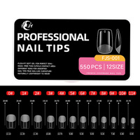 JIEYU Vente chaude 550 pièces Faux ongles en ABS mi-mat à couverture complète, forme simple goutte d'eau, réutilisables, pour les écoles de beauté