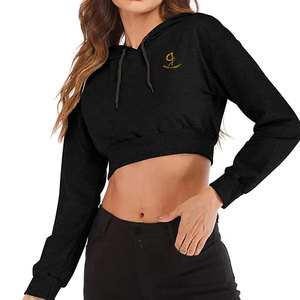 Sudaderas con Capucha Cortas para Mujer, Último Estilo, con Logotipo Personalizado en la Parte Delantera, 100% Algodón - Product Image 2
