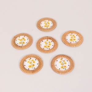 Dinnerware Rattan Coasters With Custom logo Printed Ceramic Wholesale Table <b>Dinner</b> Serving coaster Sets - Product Image 6