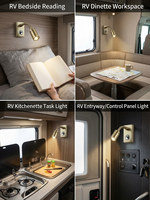 Applique de lecture LED 12V DC à bras flexible pour camping-car, éclairage directionnel à montage en surface pour lit de caravane