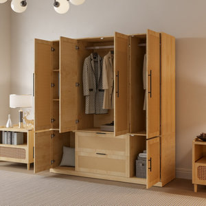 Armoire DreamCraft en bois massif + bois manufacturé avec 6 portes en rotin tressé, Vietnam - Product Image 1