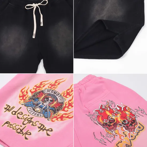 Ropa de calle bordada al por mayor boxeo francés Terry fabricante diseñador gráfico sudor ácido algodón personalizado hombres pantalones cortos lavados - Product Image 2