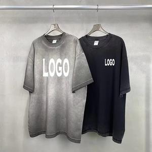 เสื้อยืดผู้ชายลายครอปซักเสื้อแบบกรดเสื้อยืดผ้าฝ้ายฟอกสีแบบวินเทจฟอกสี100% - Product Image 1