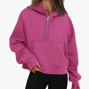 Sudadera con capucha y cremallera de algodón 100% para mujer con bordado personalizado, ropa de calle de otoño, moda con cuello con capucha y logotipo frontal para invierno - Product Image 1