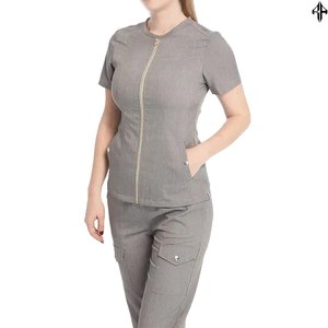 Uniforme médico suave al por mayor ajuste perfecto uniforme médico personalizado manga corta Hospital cremallera uniformes conjuntos para mujer - Product Image 6