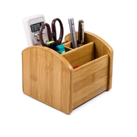 Organizador de escritorio de oficina de madera pulida a mano, diseño personalizado, suministros de papelería multifuncionales, organizador de escritorio