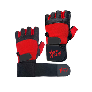 Gants de fitness en cuir demi-doigt pour hommes pour l'entraînement de musculation Gants d'haltérophilie avec support de poignet - Product Image 1