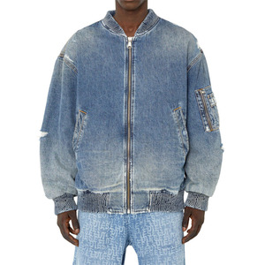 Veste de camionneur en denim déchiré réversible imperméable respirante à fermeture éclair de qualité supérieure pour hommes grande taille - Product Image 1