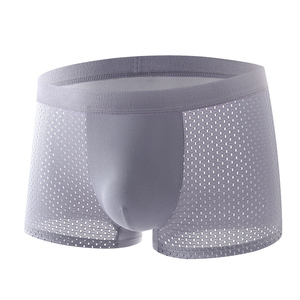 Vente en gros de sous-vêtements pour hommes avec pochette fine boxer respirant grande taille culotte sans couture caleçon boxeur homme soie glacée - Product Image 6
