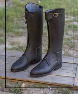 Hochwertige <span class=keywords><strong>3</strong></span>-lagige Polos tiefel aus Rindsleder mit Reiß verschluss vorne und Schnallen klappe Enge Herren-Hufeisen - Product Image 1