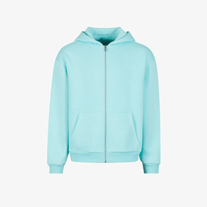 Style de rue hommes à manches longues fermeture éclair à capuche pour hommes 100% doux coton fermeture éclair Streetwear avec Logo personnalisé broderie commande en gros - Product Image 4