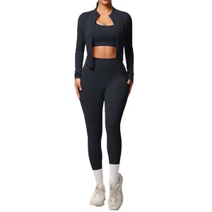 Ensemble de yoga fitness sans couture pour femmes, style streetwear, automne, doux, confortable, soutien-gorge de sport et leggings respirants, vêtements de sport actifs - Product Image 1