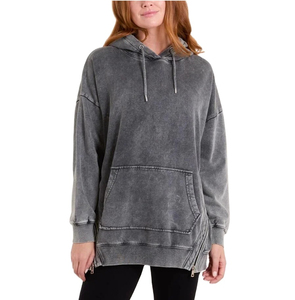 Sweat à capuche surdimensionné en polaire personnalisée 380GSM Vintage Boxy Fit lavage à l'acide unisexe col montant sweat à capuche en coton mélangé - Product Image 4