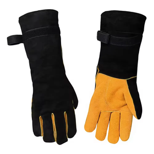Distil Industries Guantes de soldadura de cuero dividido de vaca Guantes largos de seguridad de cuero genuino de vaca Protección DE TRABAJO Soldadura industrial - Product Image 1