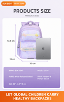 SUN EIGHT Sac à dos d'école primaire de 17 pouces pour filles et garçons, cartable ergonomique imperméable avec pochette à paillettes, modèle 22295-A