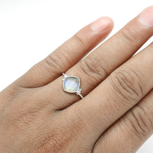 Nouvelle arrivée Design de luxe Bague en forme de coussin en forme de pierre précieuse Labradorite naturelle en argent sterling 925 Bijoux faits à la main Fournisseurs en vrac - Product Image 2