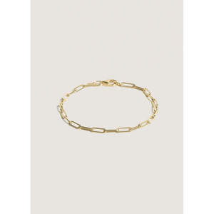 Micro Paperclip Link Chain Bracelet Stack Rhodium Plated <b>Rose</b> <b>Gold</b> Vintage Religious Style Featuring Diamond Pearl Main Charm - Product Image 5