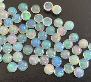 Cabochon rond en opale éthiopienne naturelle de 5mm à dos plat-superbe cabochon rond en opale de qualité multifeu - Product Image 4