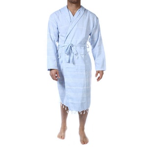 Albornoz Pestemal Turco Unisex de Lujo, Tejido, 100% Algodón, con Capucha, Diseño a Rayas, Talla Grande, Transpirable, de Secado Rápido y Elegante - Product Image 2