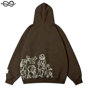 Sudadera con capucha de lana con lavado ácido y lavado a la piedra Unisex más vendida Vintage High Street Series Estampado de gran tamaño para el invierno - Product Image 6