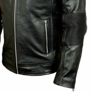 Chaqueta de cuero negro icónico para hombre 100% de alta calidad OEM superventas de cuero transpirable a la moda hecho a medida - Product Image 4