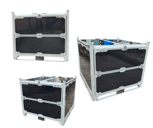 ตะแกรงเหล็กอุตสาหกรรมแบบ OEM ชุบสังกะสีแบบจุ่มร้อน สำหรับจัดเก็บสินค้าบนพาเลท แบบพับได้ ซ้อนกันได้ ระบบกล่องเหล็กสำหรับจัดเก็บ - Product Image 5