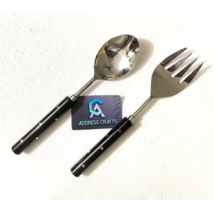 Eco-Friendly Handmade Stainless Steel <b>Salad</b> Server Set Hot Selling Kitchenware <b>Salad</b> Spoon Fork Set Tableware Resin <b>Salad</b> <b>Tools</b> - Product Image 5