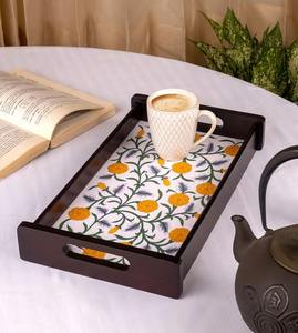 Plateau de service en bois émaillé de qualité hôtelière, décoration de cuisine haut de gamme pour table à manger, restaurant, thé, café - Product Image 5