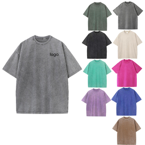 เสื้อยืดระบายอากาศแห้งเร็วผ้าฝ้าย100% สีพื้นย้อมสีวินเทจกำหนดโลโก้ได้เอง - Product Image 2