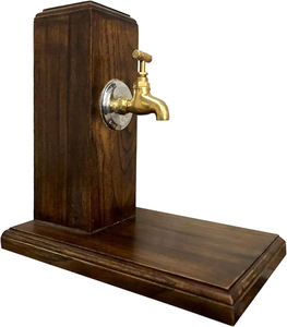 Dispensador de vino de madera natural hecho a mano-Juego de barra de Casa ecológica de estilo americano de lujo Acentos dorados Regalo Premium para vino - Product Image 1