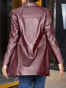 Coat <b>Lambskin</b> <b>Leather</b> <b>Jacket</b> Women Length Blazer Overcoat Style <b>Leather</b> Long Coat Women - Product Image 6