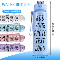 Bouteille d'eau en plastique de 26 oz avec couvercle rabattable, logo personnalisé, réutilisable, transparente, pour le sport, la gym, les voyages, l'extérieur, l'hydratation