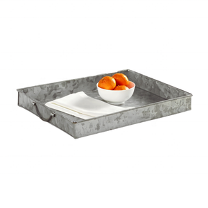 Bandeja de Servir de Hierro Galvanizado Resistente Hecha a Mano con Diseño de Asa Recortada, Decoración Tradicional Ecológica para el Hogar, Personalizable - Product Image 3