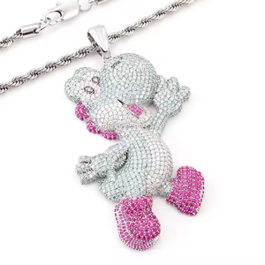 Pendentif personnalisable en moissanite et diamant, thème animal, couleur glacée, idéal pour un cadeau - Product Image 2