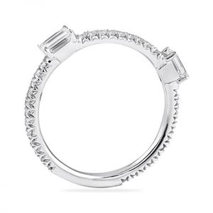 Personalizar 14K 18K oro blanco anillo de compromiso doble corte esmeralda y corte redondo pavé ajuste diamante natural mujeres anillo para ella - Product Image 2