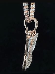 Colgante de Mariposa de Plata de Ley Chapado en Oro de 14k con Moissanita y Cadena de Eslabones de Hielo, Joyería de Oficina/Trabajo para Mujer - Product Image 3