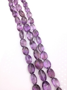 Cuentas Ovaladas de Amatista Natural con Corte Checker para la Elaboración de Joyería Fina, Collar de Piedras Preciosas - Product Image 3