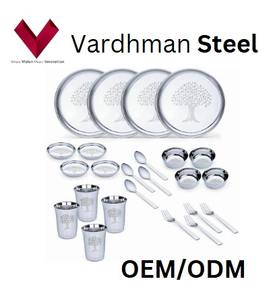 Juego de Vajilla de Acero Inoxidable de 24 Piezas con Diseño de Plantas, Incluye Cubiertos, Platos y Cuchillos de Servir, Estilo Ins, Gran Venta - Product Image 4