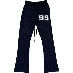 Haute qualité hommes décontracté Street Wear léger Mohair Flare pantalons de survêtement avec motif droit imprimé plat avant cordon de serrage - Product Image 5